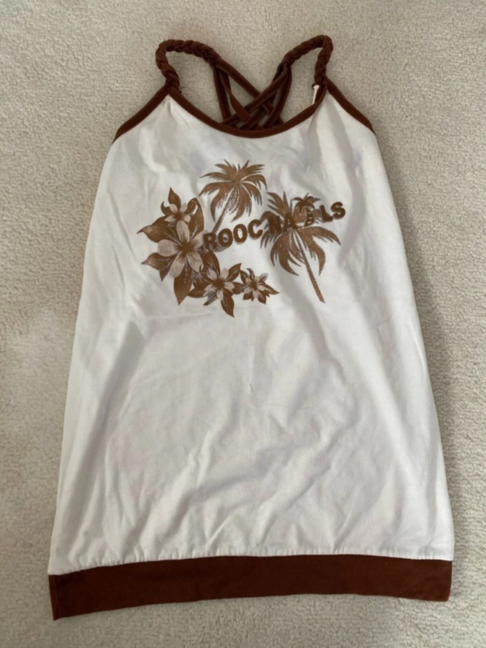 Y2K Floral Palm Halter Tank Top
